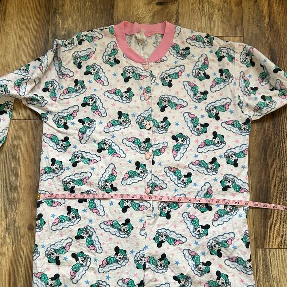 Vintage Disney Mickey Unlimited Pajamas Bodysuit One Piece Sleeping Mickey Small - Picture 10 of 13